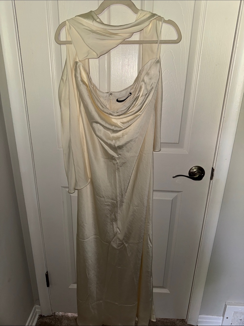 Abercrombie & Fitch Cream Satin Maxi Dress with Scarf
